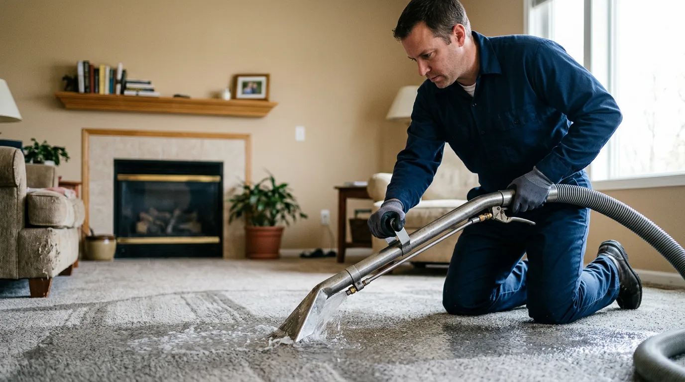 Water damage restoration technician working near Niagara University, NY
